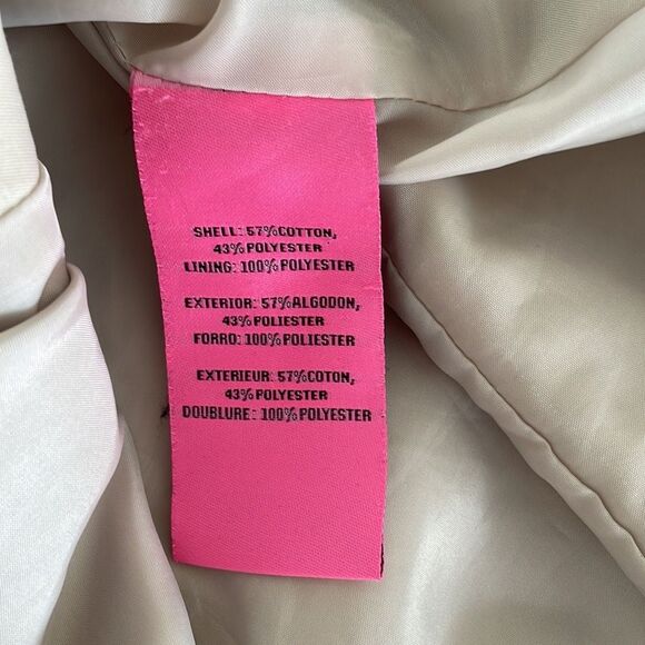 BETSEY JOHNSON women’s beige ruffle collar double breasted trench coat no belt S - Picture 13 of 16